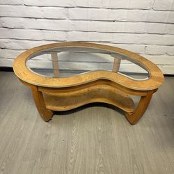 Vintage Burl Wood Kidney Shaped Coffee Table OOAK