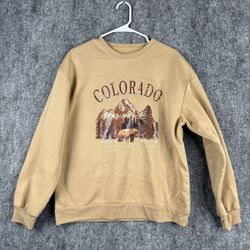 SHEIN Colorado Graphic Crewneck Sweatshirt Beige Size L