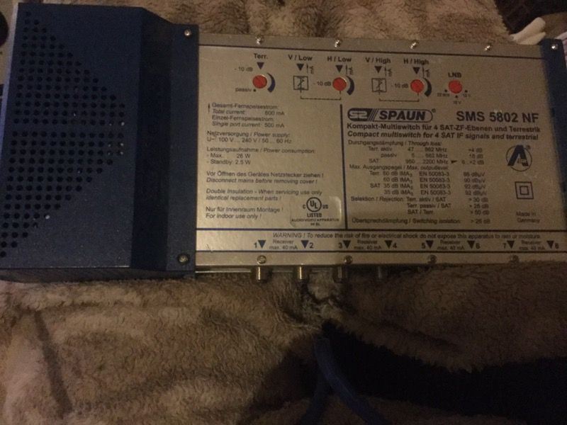 SPAUN SMS 5802 NF Compact Multiswitch for 4 SAT If Signals and Terrestrial