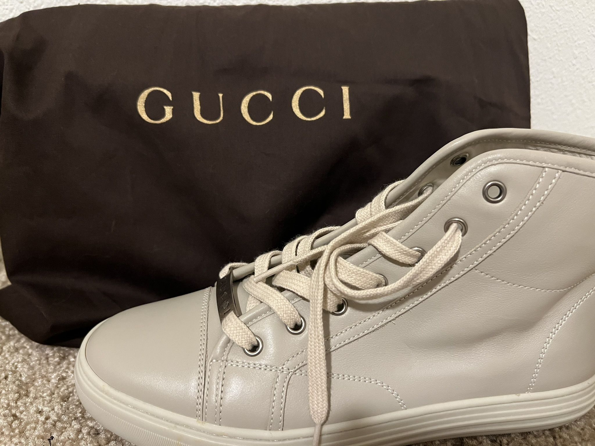 Authentic Gucci Leather High Top Sneakers