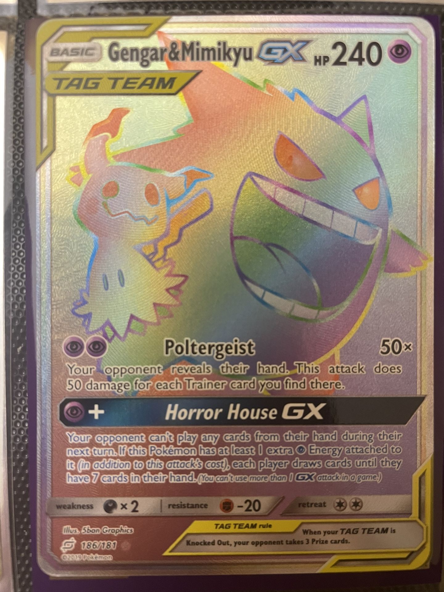 Pokemon card Ver. English - Gengar Mimikyu GX Tag Team Rainbow Rare Pokémon Card
