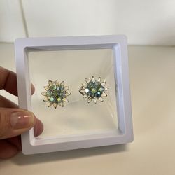 Vintage Lisner Aurora Borealis Clip On Earrings 1960s