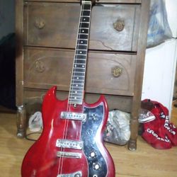 Vtg Red Electric Kay Guitar