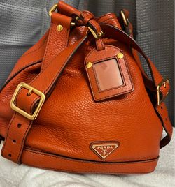 BRAND NEW PRADA Vitello Daino Drawstring Bucket