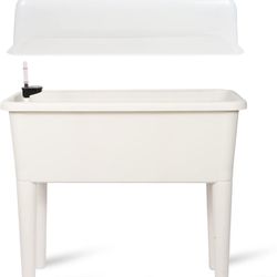 Dexceder 13.2 Gallon Self Watering Raised Garden Bed with Ventilation Transparent Lid Greenhouse, Deepen Vegetable Flower Box Planter Pot with Removeb