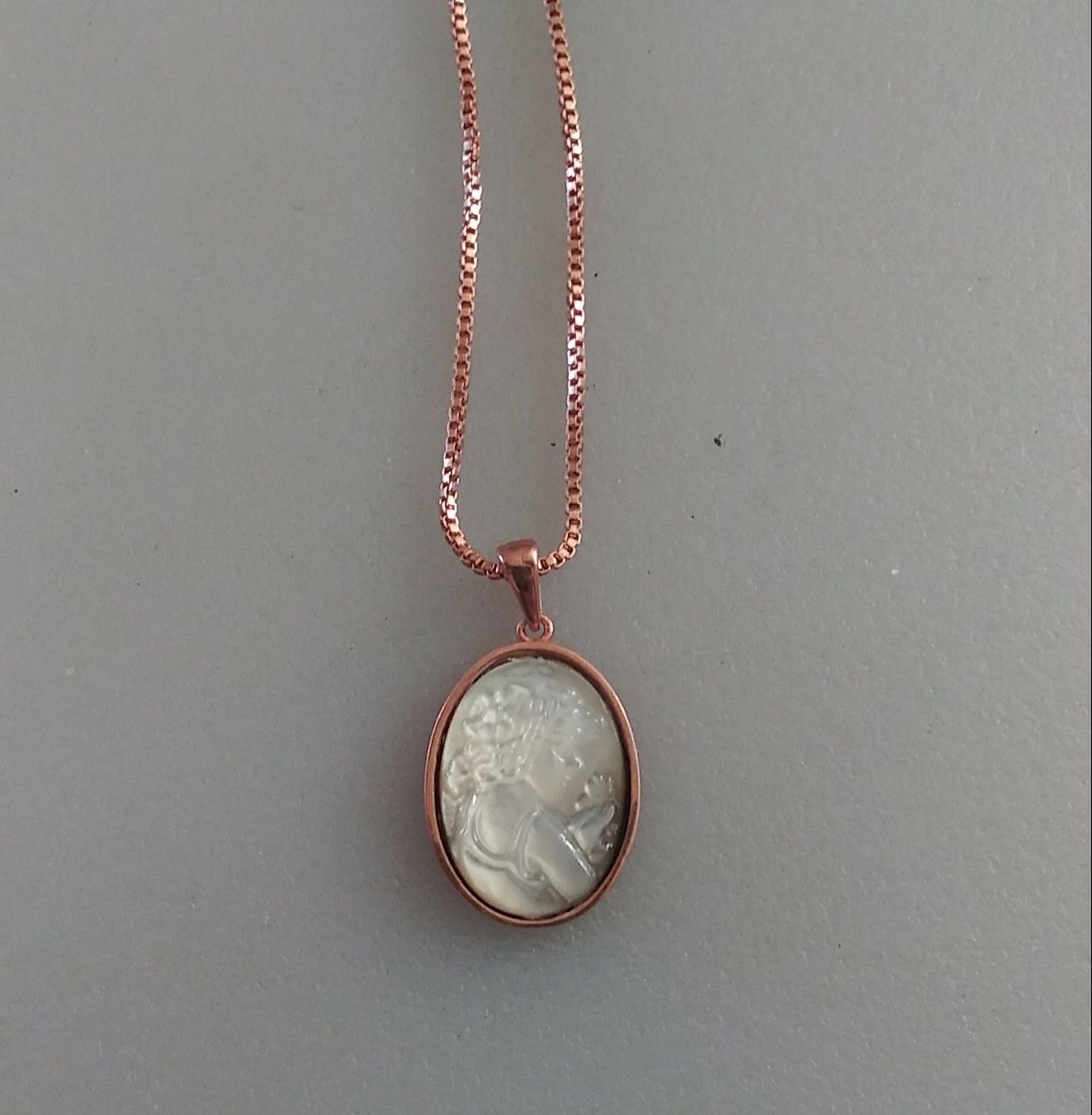 Vintage Genuine Cameo Necklace in 14K Rose Gold