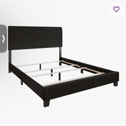 Full Size Pravesh Corduroy Upholstered Bed Frame