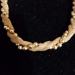 Vintage Avon Rope Necklace Ball Bead & Mesh Chain Signed Gold Tone  Classic