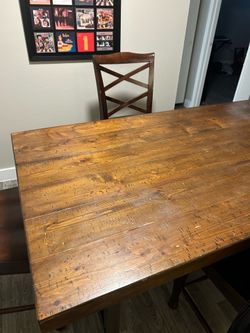 Rustic Solid Wood Dining Table + Chairs 5x3x3