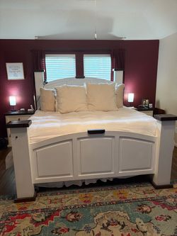 White King Bed Frame with Nightstands