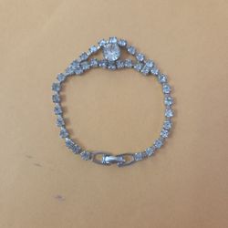 Silver Tone Rhinestone Bracelet 