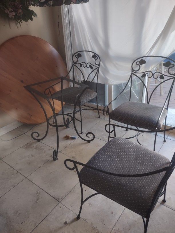 Wrought Iron With Wood Table Set