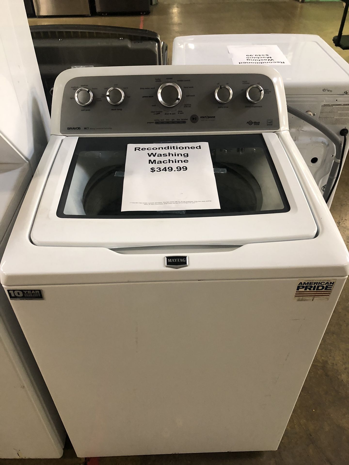 Reconditioned washing machine with warranty