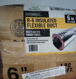 Insulated 6-inch by 25-foot flexible air duct