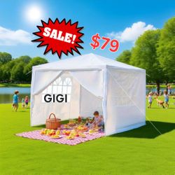 10  x 10 White Canopy Party Tent Wedding Tent Canopy With Sidewall