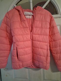 Arizona Coral Pink Puffer Jacket with Hood sz girls 14