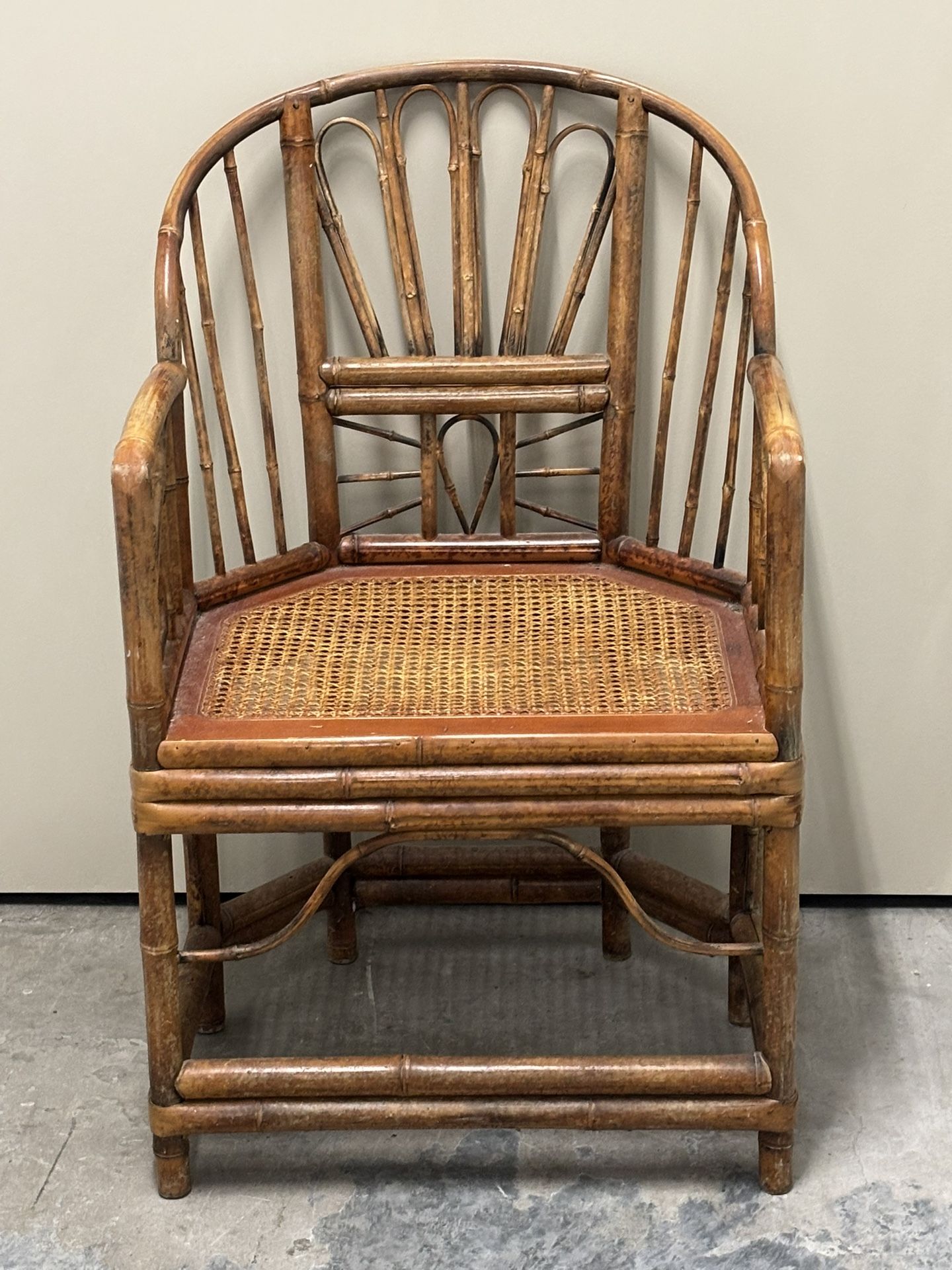1970’s Brighton Chinoiserie Rattan Bamboo Caning Split Reed Armchair