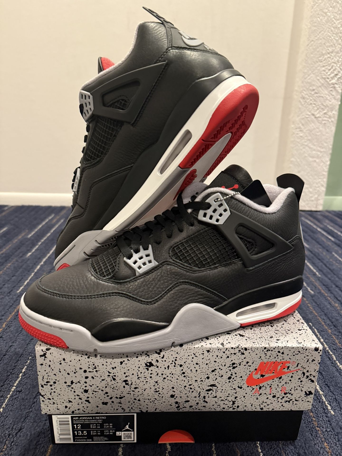  Air Jordan Retro 4 reimagined Bred Size 12