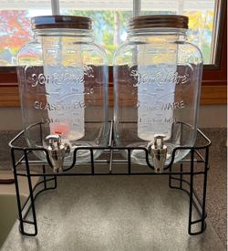 Dual Beverage One Gallon Dispenser Set with Stand