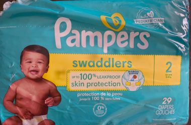 Pampers Swaddlers diapers, size 2,  12-18lbs , 29 count