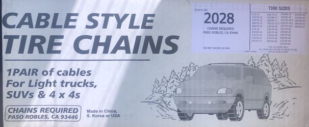Cable style Tire chains