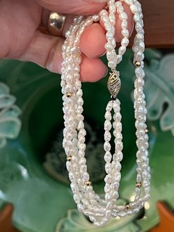 Vintage Rice Pearl and 14k Necklace