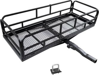 60" x 24" x 13" Hitch Cargo Carrier | 600 Lbs Heavy Duty Folding Luggage Rack for SUV & Truck, Steel Mesh Cargo Carrier Hitch Mount Fits 2" Receiver,