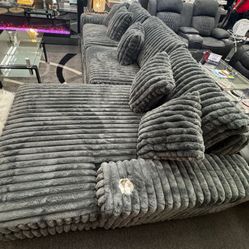 Sectional Goals! Corduroy Comfort with 2 Cup Holders & 2 USB Ports