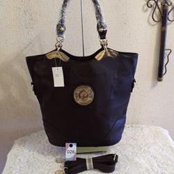 Brand New Leather/Gold Oversized Purse