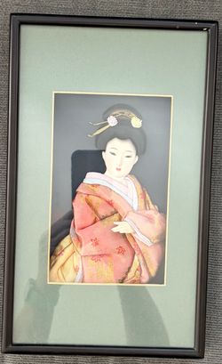 Framed Japanese Geisha Doll Photo Print
