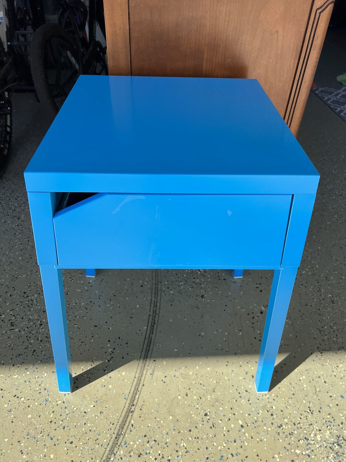 Ikea Blue Metal Nightstand - Jufhamvintage