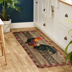 1pc, Non-Slip Vintage Rooster Kitchen Floor Mat - Soft, Waterproof, Dirt-Resistant