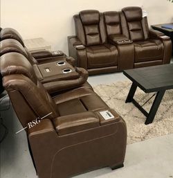 The Man Den Genuine Leather Power Reclining Sofa Power Reclining Loveseat Power Recliner Only $39 Down Payment 👉 PLEASE ASK FOR JON GREEN WHEN YOU AR