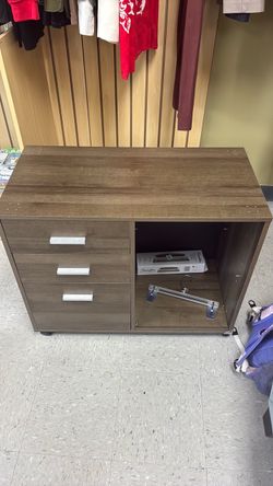 Wood Grain Storage Cabinet with Drawers