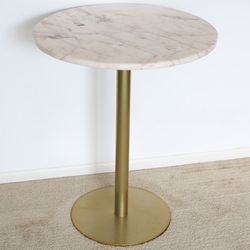 Round Marble-Top Pedestal Side Table