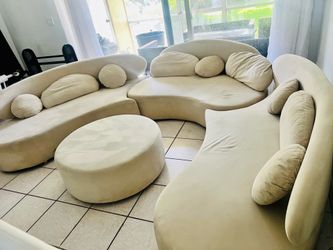 Beige suede Sectional