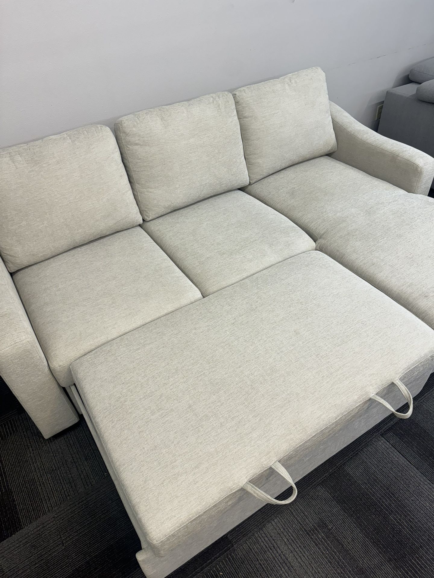 Sleeper Sofa with Reversible Chaise and Storage, Beige