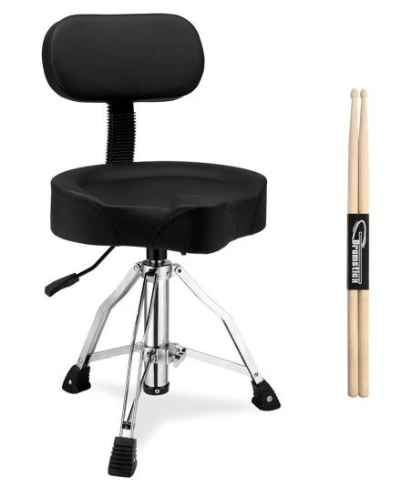 Stool Drum Black Leather 