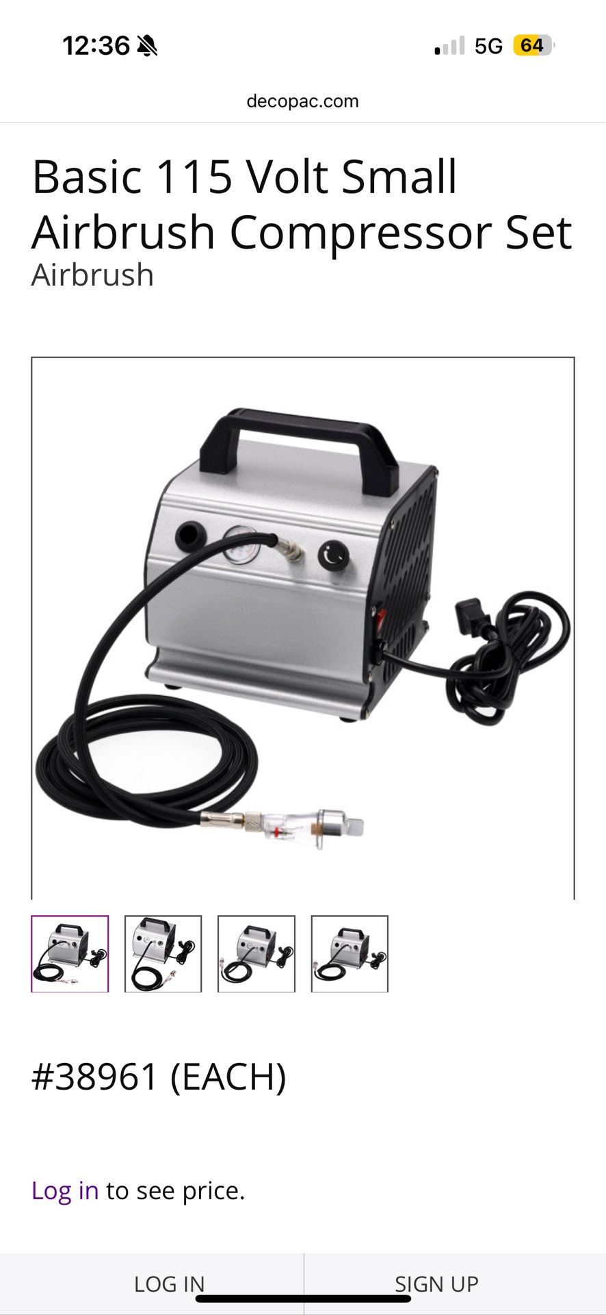Basic 115 Volt Small Airbrush Compressor Set Airbrush