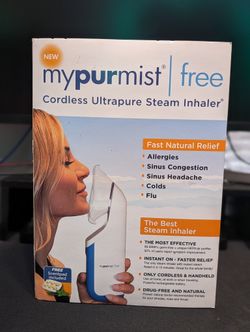 MyPurMist Free Cordless Ultrapure Steam Inhaler Allergies Colds Congestion NEW!!