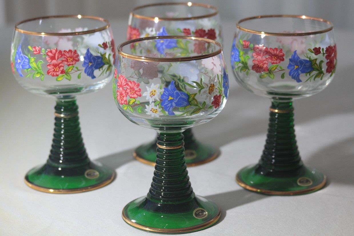 8 German Roemer Wine Glasses