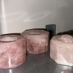 Rose Quartz candle Holder 