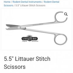 Littauer Spencer Suture Stitch Scissors Stainless Steel Shears with One Hook Crescent Shaped Blade