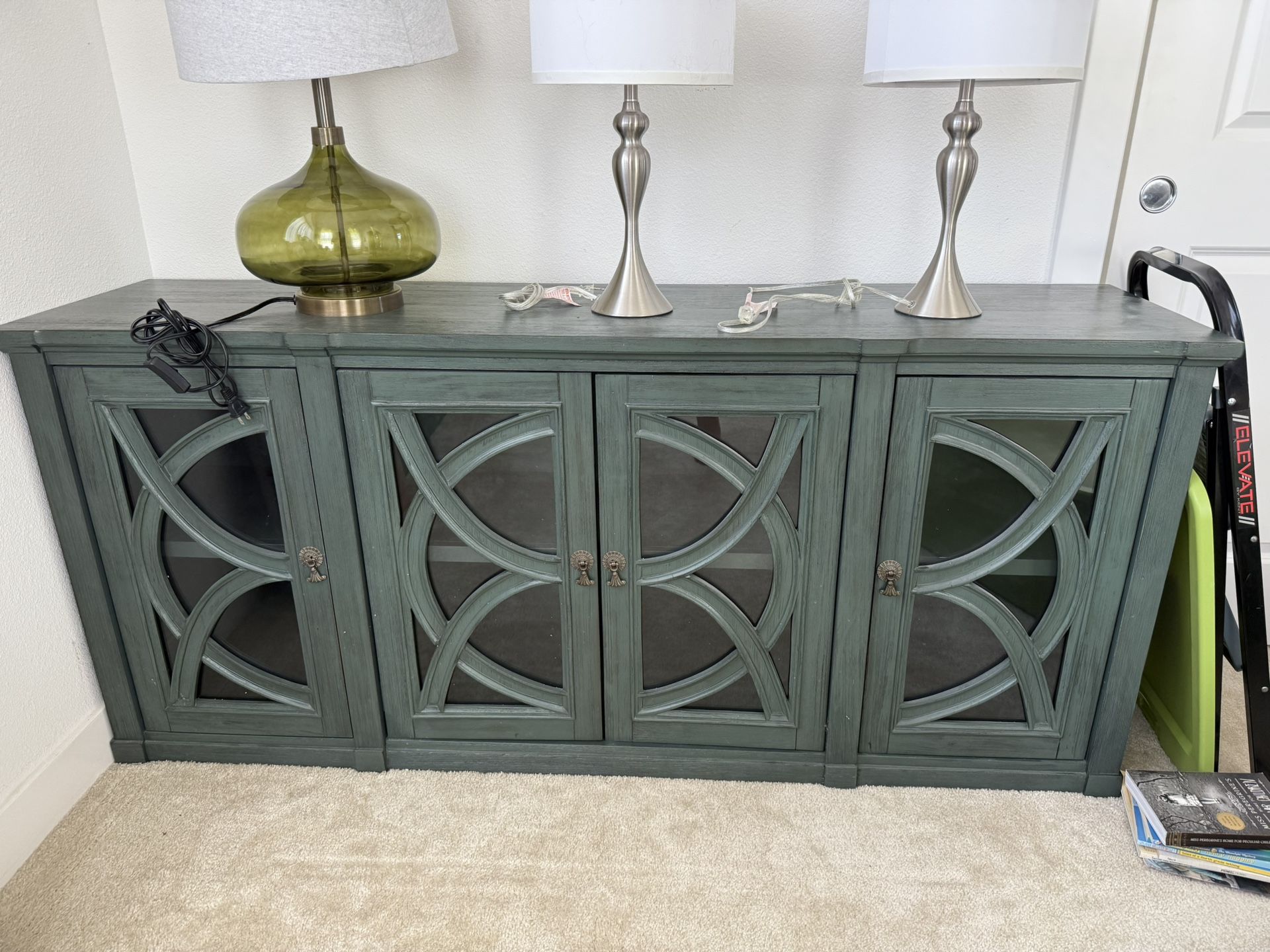 Green Cabinet/tv Stand(lamps Not Included)