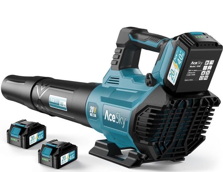 Update 150000RPM & 3 Speed Levels Electric Leaf Blower with 2 x 4.0Ah Battery and Charger, Extension Tube Blower