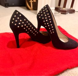 Black Suede Studded Stiletto Heels