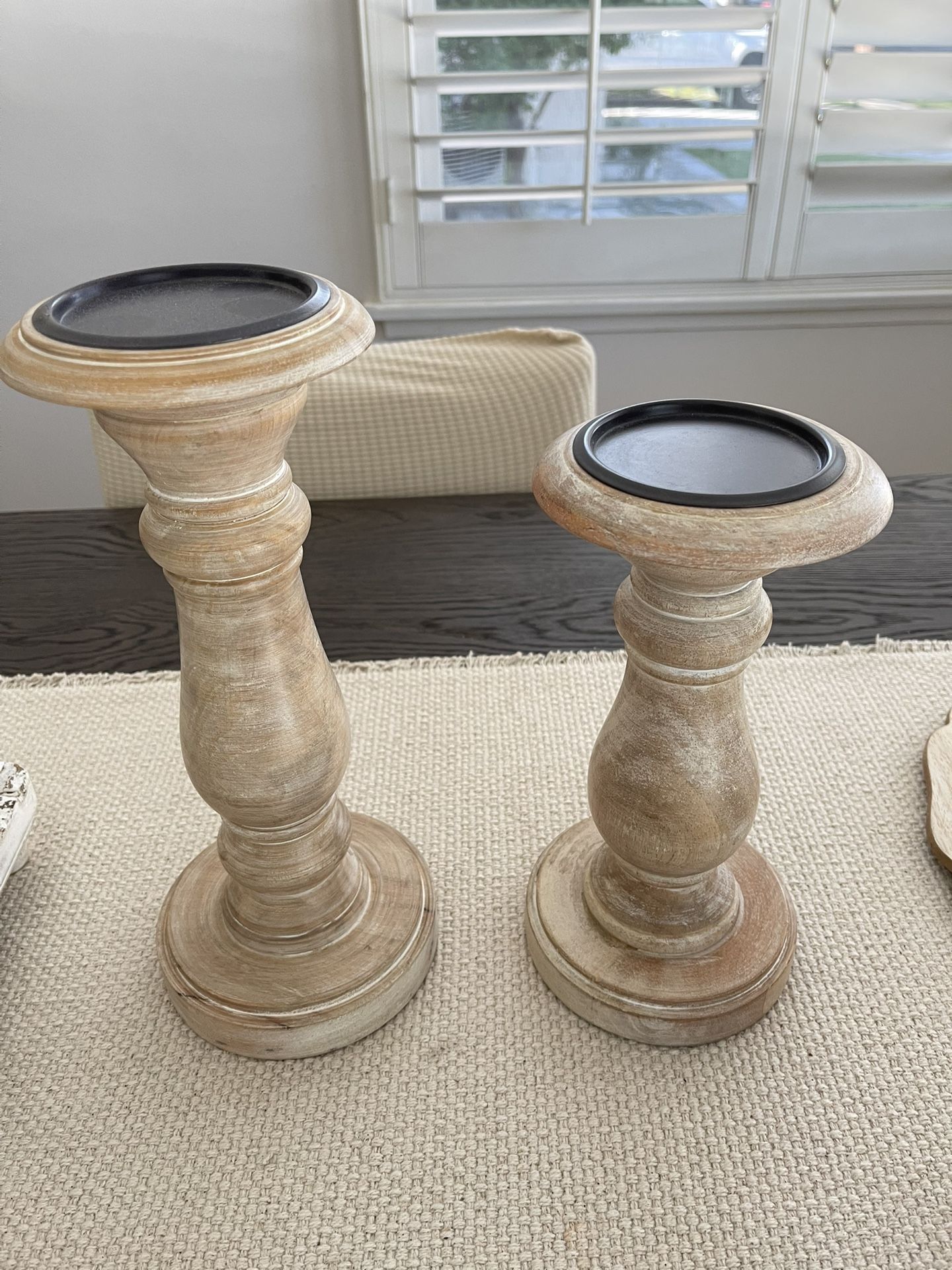 Wood Candle Holders - Set Of 2