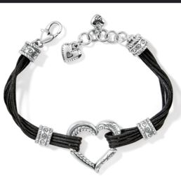 Brighton Heritage Heart Black Corded Bracelet.  $15.