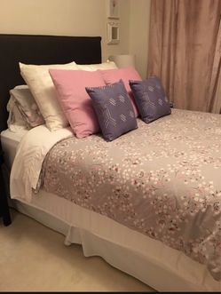 West Elm Gray Queen Sized Matelasse Headboard