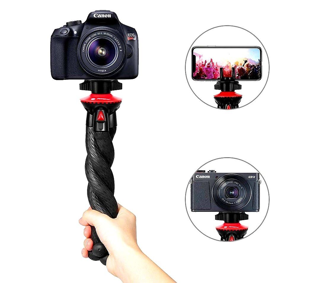 Camera Tripod, Fotopro Flexible Tripod, Tripods for Phone with Phone Clip for iPhone Xs Max,